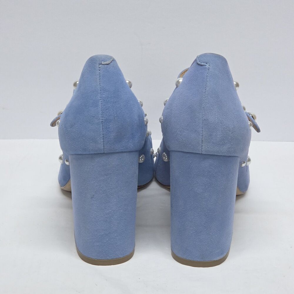 KATY PERRY Sadiee Women's Sky Blue Suede Mary Jane Pumps Size 8 Faux Pearls - Picture 6 of 10